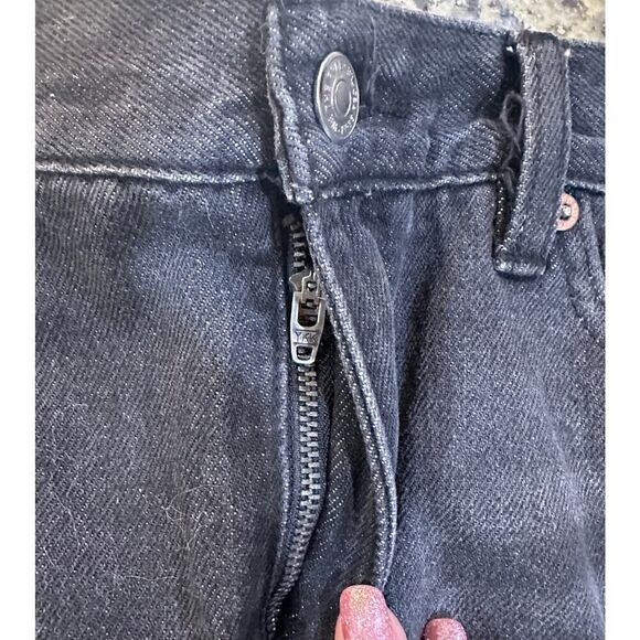 We the Free Distressed Denim Mini Black Jean Destroyed Skirt Free People Size 30 - Picture 5 of 11